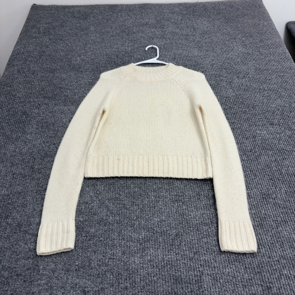 Vince Sweater Womens S White Cashmere Raglan Sleeve Cropped Minimalist Style